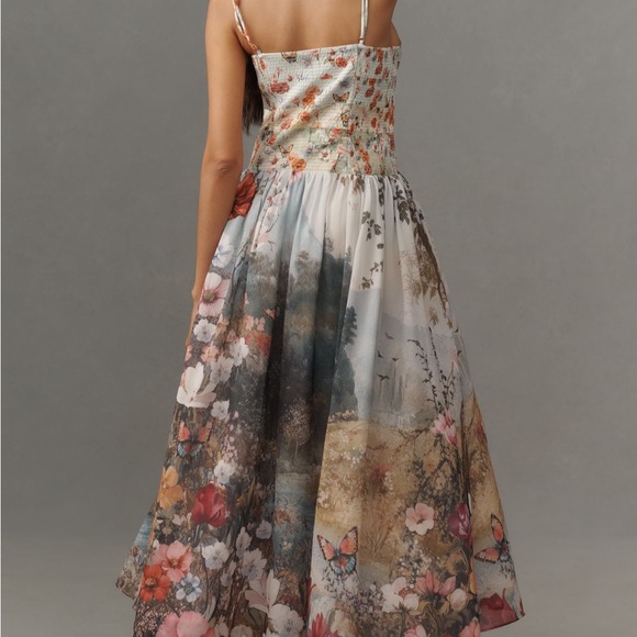 Anthropologie The Muse Basque-Waist Midi Dress. Easter, Garden PArty, Shower! - Picture 2 of 11